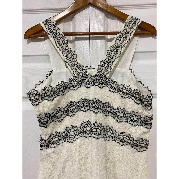 Anthro Foxiedox Ivory & Black Lace Midi Dress Medium - Picture 8 of 10